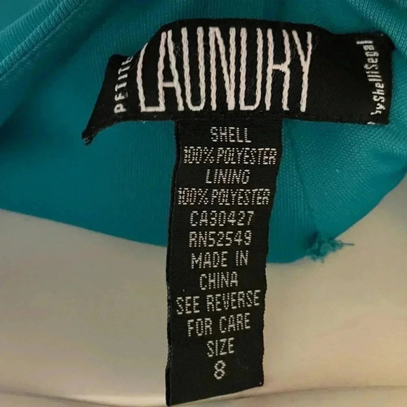 NWOT Laundry teal beaded asymmetrical beaded dress sz 8 - Picture 3 of 4